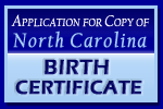 Application for Copy of North Carolina Birth Certificate